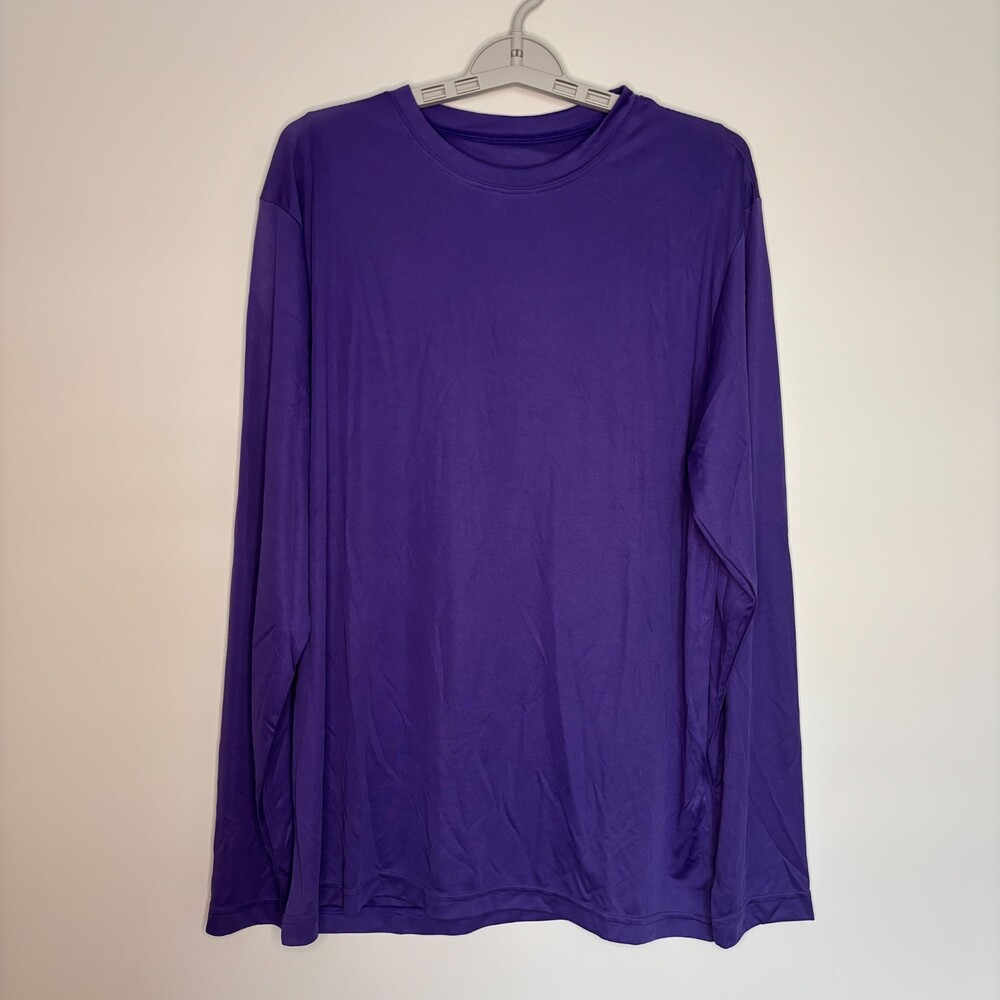 TEAM 365 NEW w/o tag Long Sleeve Performance Tee Mens L Purple Wicking Crew Neck
